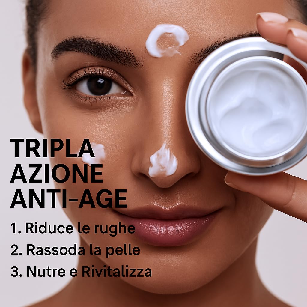 Crema Viso Antirughe Acido ialuronico con Retinolo e Collagene - Eletta Miglior Crema Antirughe Donna e Uomo per Rughe, Macchie Scure e Linee Sottili - 50ml