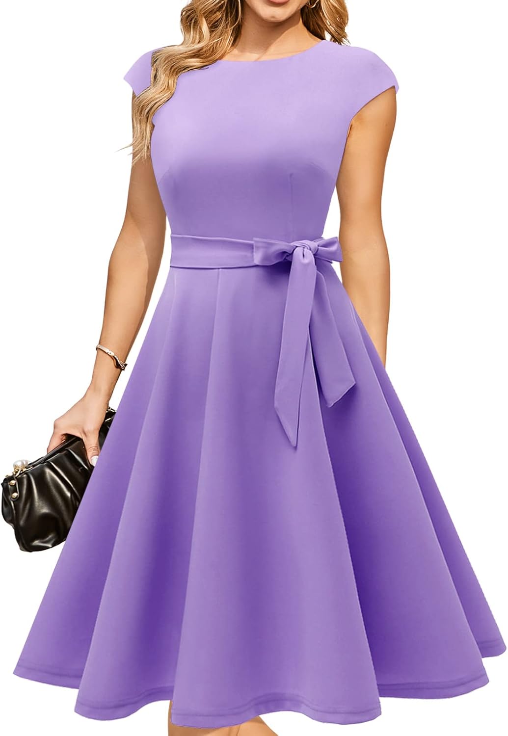 DRESSTELLS Abito da Cocktail Vintage retrò Anni '50 da Donna Abito a Linea d'altalena Festivo di Lunghezza Midi