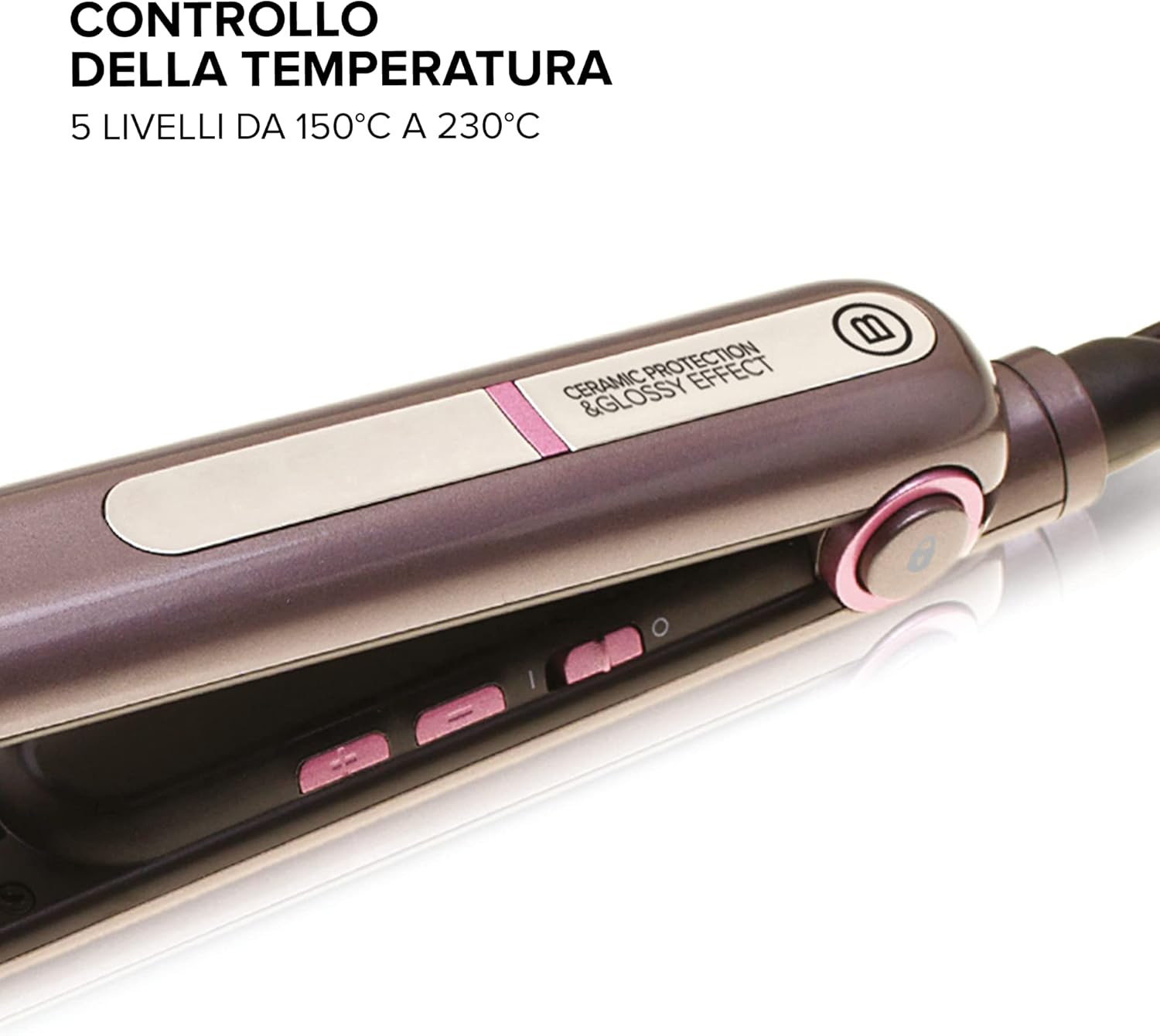 Bellissima Imetec Creativity B9 300 Piastra per Capelli, Styling Liscio o Mosso, Rivestimento in Ceramica, Regolazione Temperatura da 150°C a 230°C, Sistema Riscaldamento Rapido