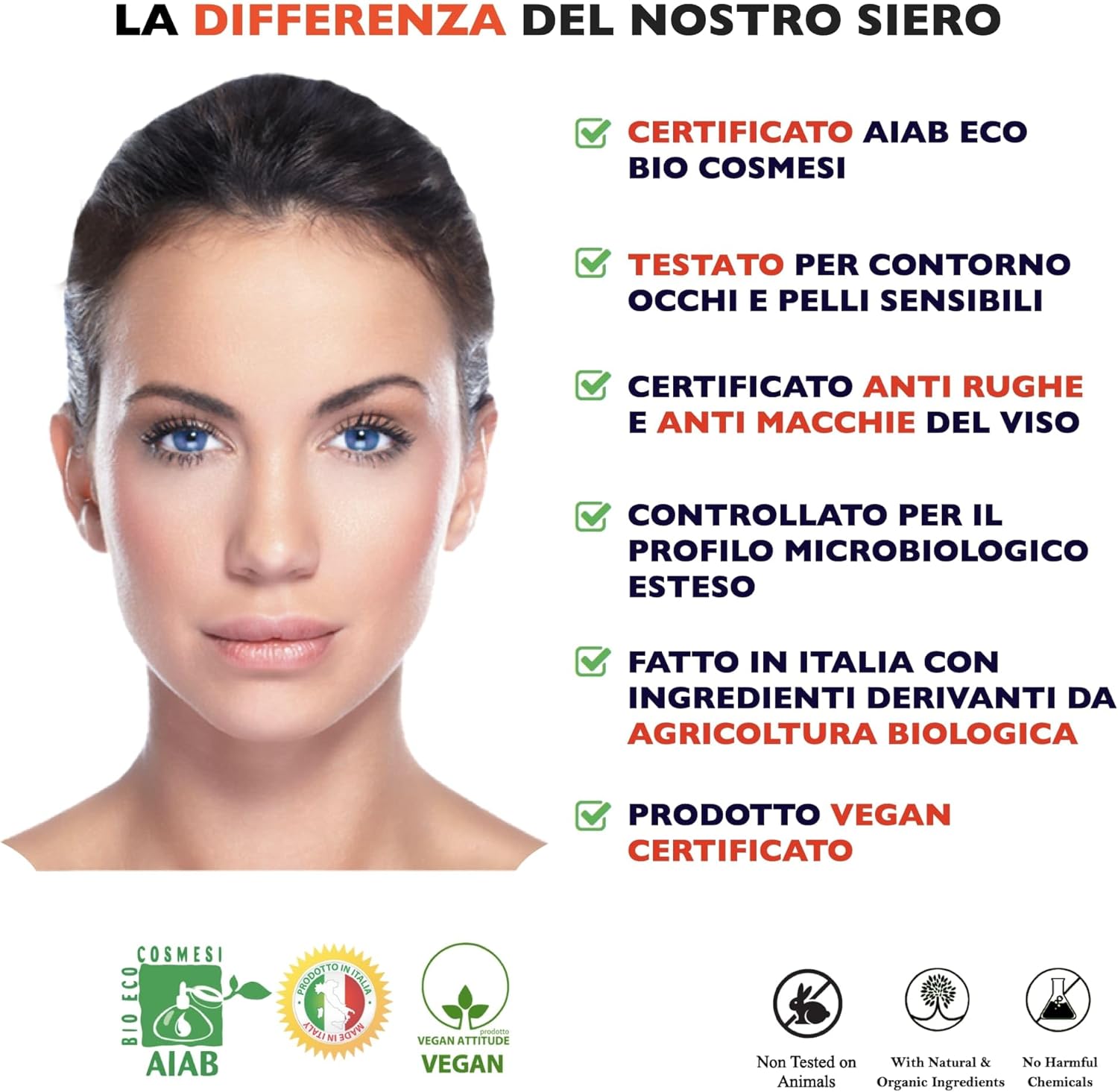 60ml. Bio Siero Vitamina C e Vit. E. Siero Viso Acido Ialuronico Antirughe, Antimacchie Illuminante, e Antietà. Ideale Come Crema Contorno Occhi e per Dermaroller. Biologico,Vegano